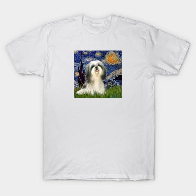 Shih Tzu in Van Gogh's Starry Night (adapted) T-Shirt by Dogs Galore and More